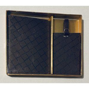 New Eccolo Passport & Luggage Tag Boxed Gift Set Brown Deluxe Stamping & Detail